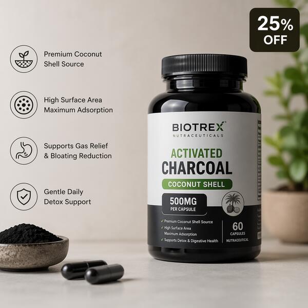 Biotrex Activated Charcoal 500mg - Coconut Shell 500 mg