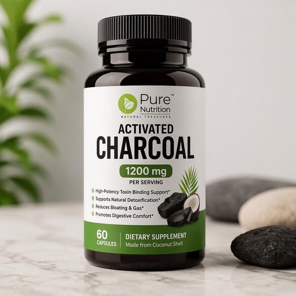 Pure Nutrition Activated Charcoal 1200mg Capsules 1200 mg