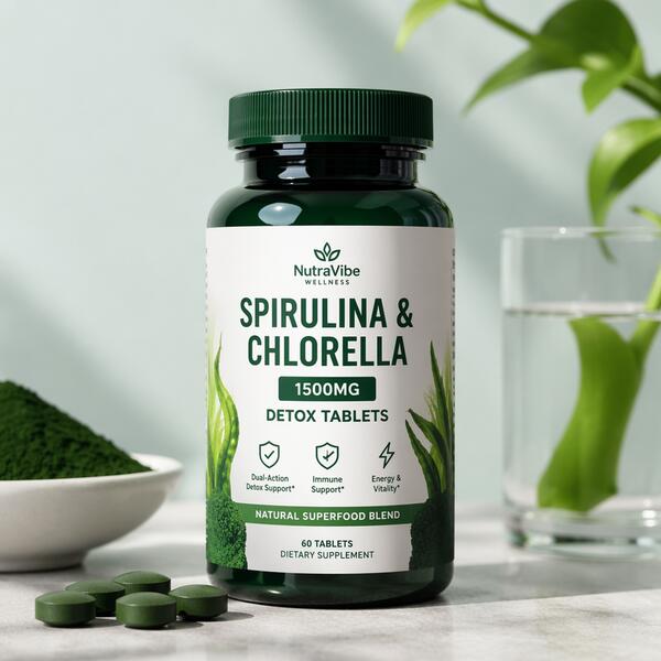 Spirulina & Chlorella 1500mg Detox Tablets 1500 mg